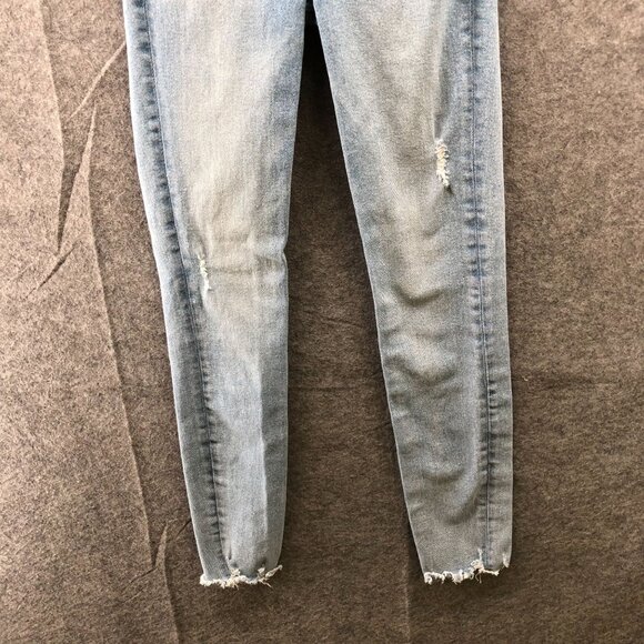 Zara High Rise Skinny Jean Womens Size 2 Blue Light Wash Frayed Hem Stretch - Picture 4 of 10